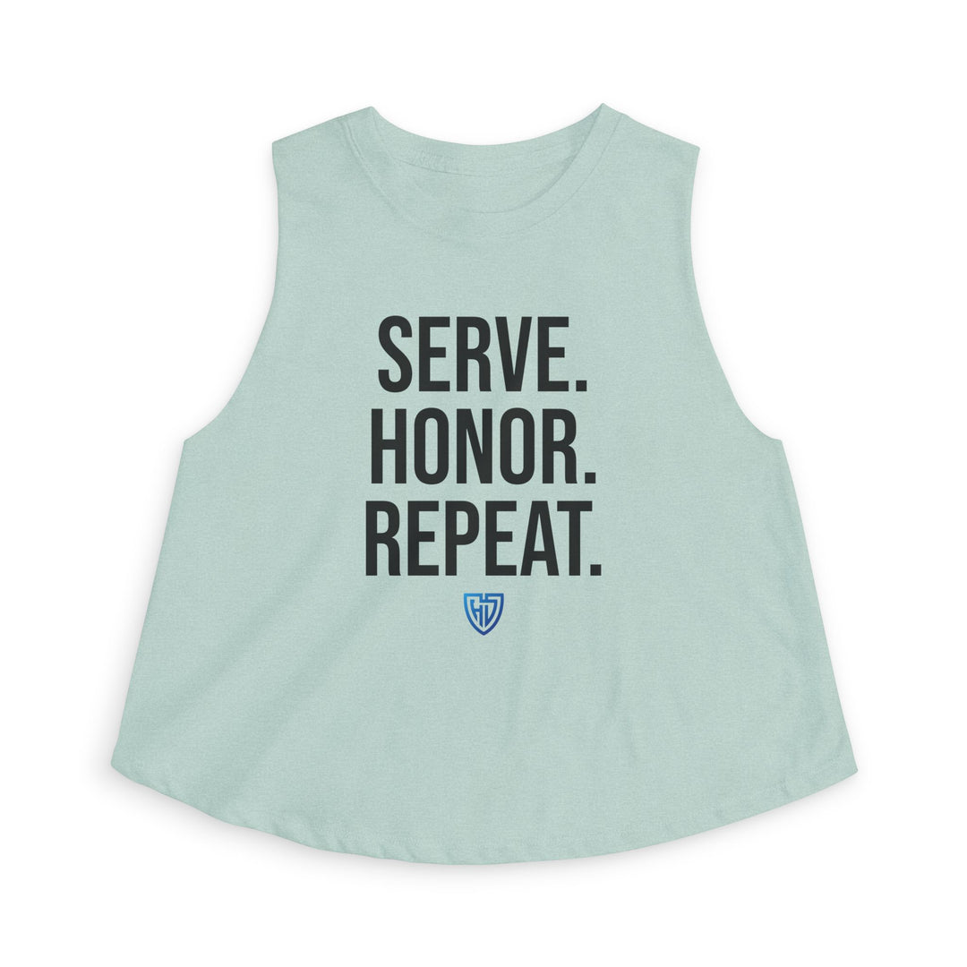 Heroes Defense Women's Cropped Tank — Serve. Honor. Repeat.
