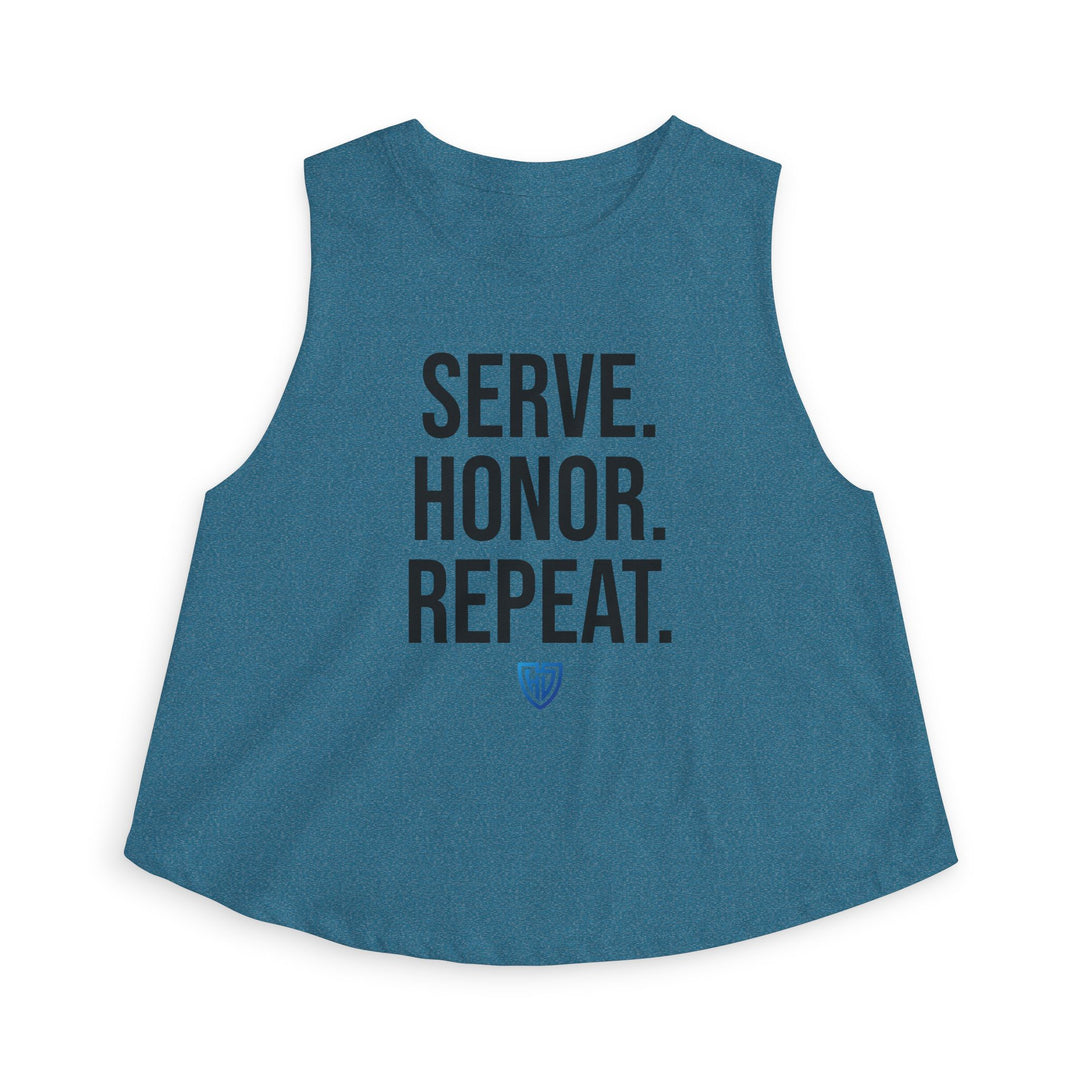 Heroes Defense Women's Cropped Tank — Serve. Honor. Repeat.