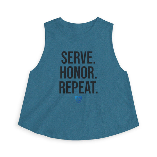 Heroes Defense Women's Cropped Tank — Serve. Honor. Repeat.