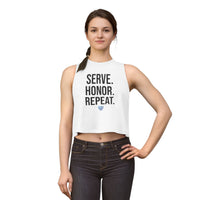 Heroes Defense Women's Cropped Tank — Serve. Honor. Repeat.