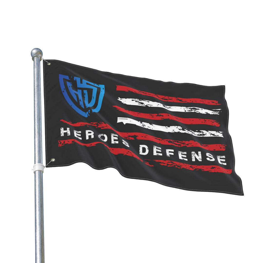 Heroes Defense Double-Sided Flag — Distressed American Shield