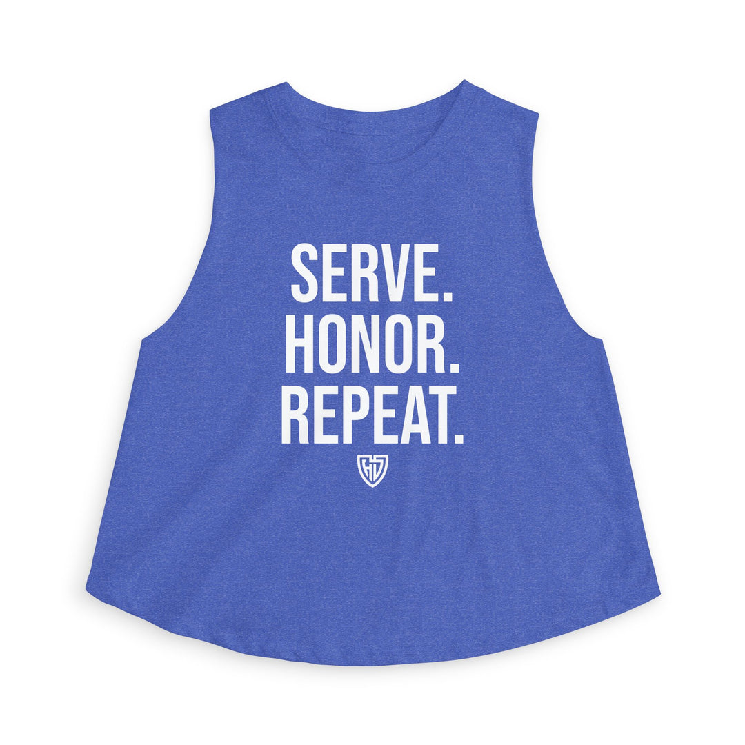Heroes Defense Women's Cropped Tank — Serve. Honor. Repeat.