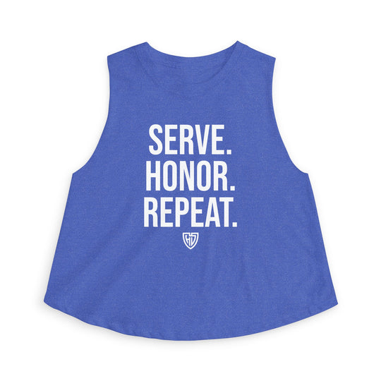 Heroes Defense Women's Cropped Tank — Serve. Honor. Repeat.