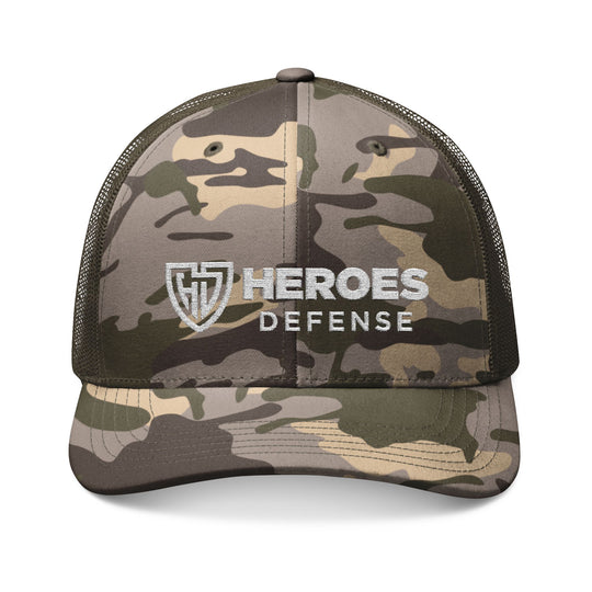Heroes Defense Camo Embroidered Trucker Hat