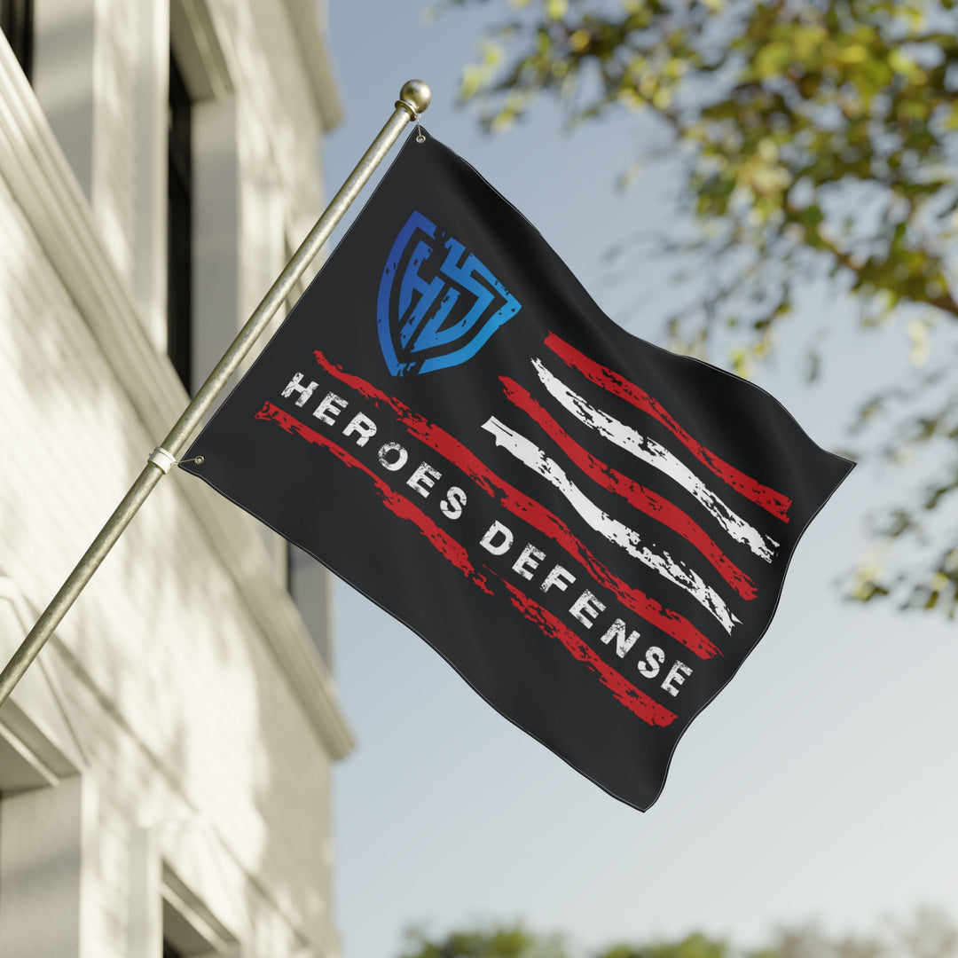 Heroes Defense Double-Sided Flag — Distressed American Shield