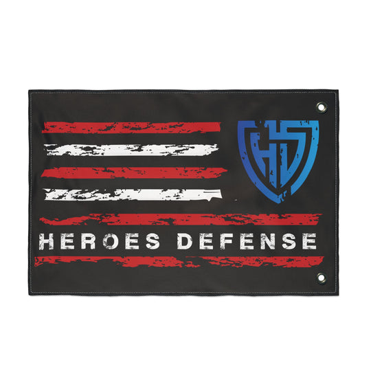 Heroes Defense Double-Sided Flag — Distressed American Shield