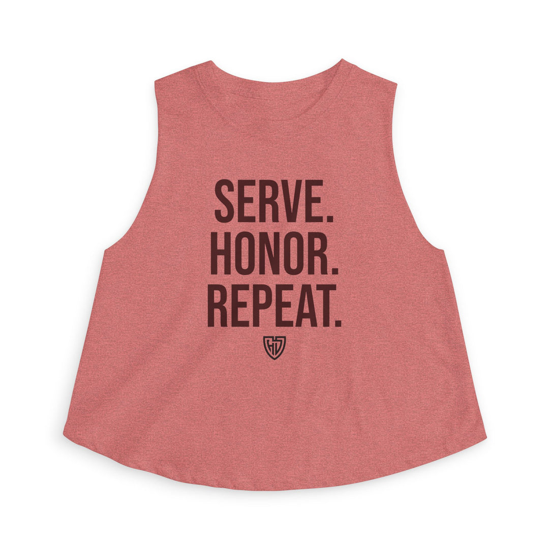 Heroes Defense Women's Cropped Tank — Serve. Honor. Repeat.