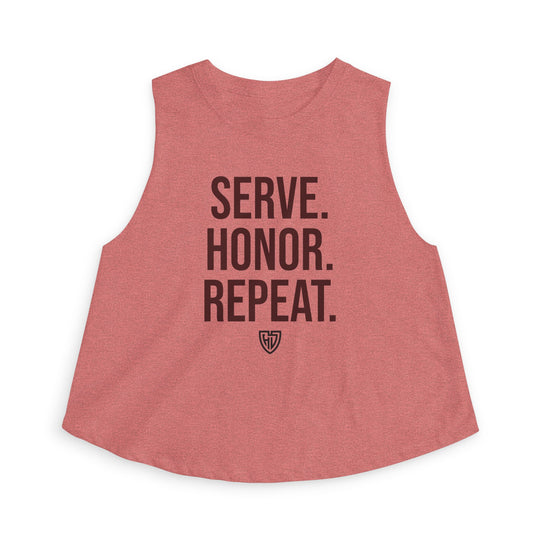 Heroes Defense Women's Cropped Tank — Serve. Honor. Repeat.