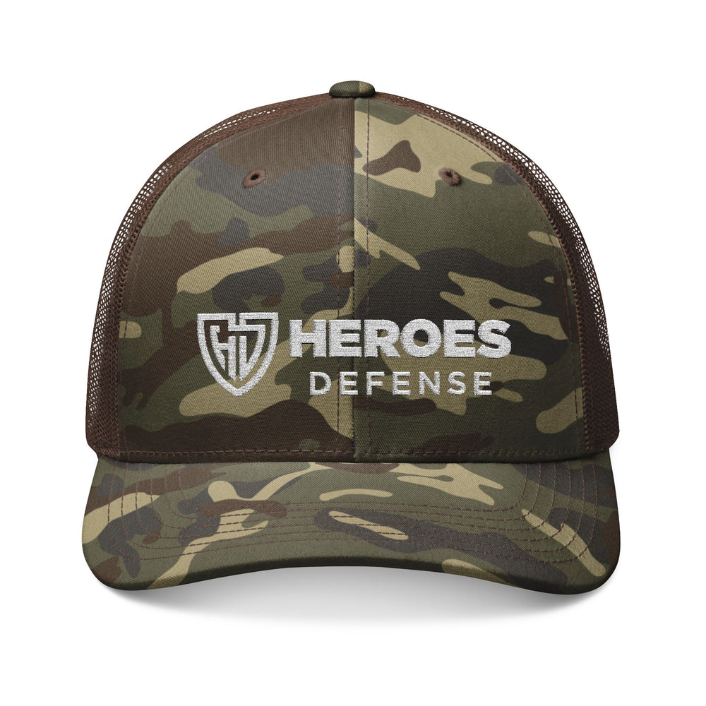 Heroes Defense Camo Embroidered Trucker Hat
