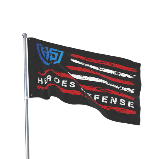 Heroes Defense Double-Sided Flag — Distressed American Shield