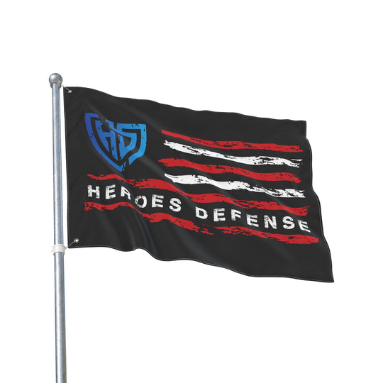 Heroes Defense Double-Sided Flag — Distressed American Shield