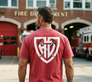 Firefighter Shield Tee | Snow Washed Oversized Cotton