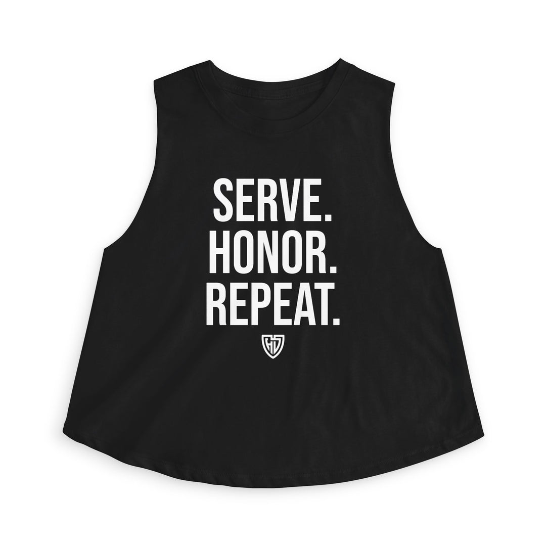 Heroes Defense Women's Cropped Tank — Serve. Honor. Repeat.