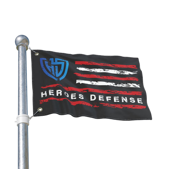 Heroes Defense Double-Sided Flag — Distressed American Shield