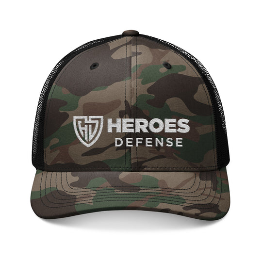 Heroes Defense Camo Embroidered Trucker Hat